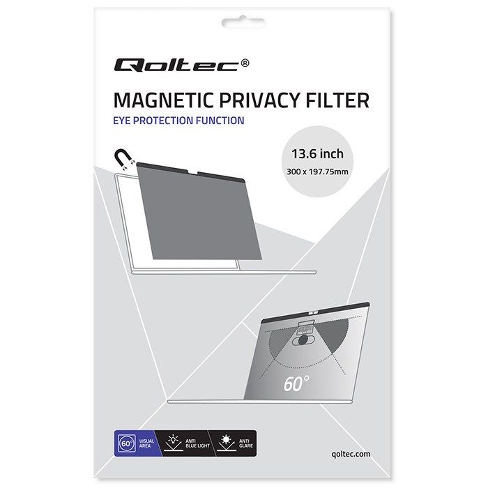 Qoltec GDPR Privacy Filter For MacBook Air 13.6 Magnetic Eye Protection