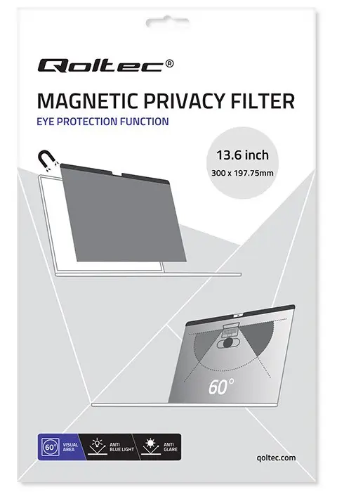 Qoltec GDPR Privacy Filter For MacBook Air 13.6 Magnetic Eye Protection