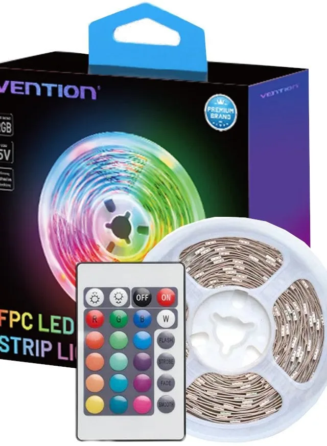 Vention RGB FPC LED Strip With Remote Control 5V 5m