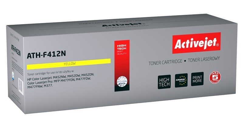 Activejet ATH-F412N Toner cartridge for HP/Canon printers, compatible with HP 410A CF412A; Canon CRG 046 Y 1247C002; Supreme; 2,300 pages; yellow