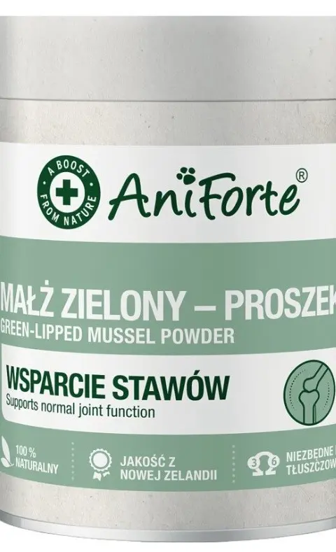 AniForte Małż Zielony – Proszek Na Wsparcie StawóW Dla Kota I Psa 100 G