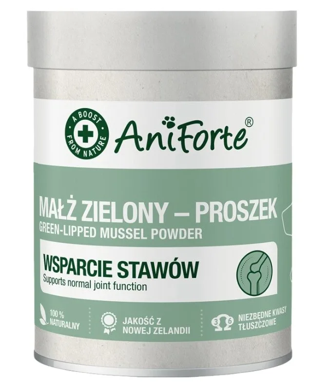 AniForte Małż Zielony – Proszek Na Wsparcie StawóW Dla Kota I Psa 100 G