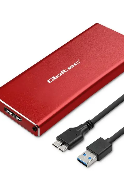 Qoltec 51831 Enclosure M.2 SSD Drive SATA NGFF USB 3.0 Super Speed 5Gb/S 2TB Red