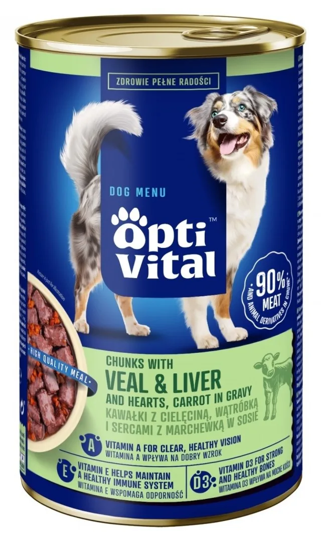 OPTIVITAL Chunks With Veal Hearts Liver And Carrots - Wet Dog Food - 1250g