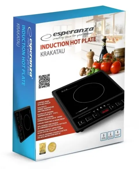 Esperanza EKH011 Hob Black Countertop Zone Induction Hob 1 Zone(S)