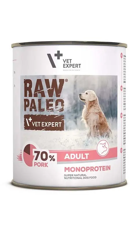 VETEXPERT Raw Paleo Adult Monoprotein Pork - Wet Dog Food - 800 G