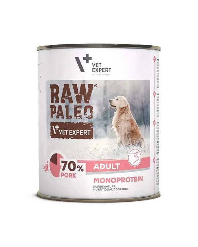 VETEXPERT Raw Paleo Adult Monoprotein Pork - Wet Dog Food - 800 G
