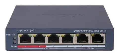 Hikvision DS-3E1106P-EI/M network switch Managed Gigabit Ethernet (10/100/1000) Power over Ethernet (PoE) Grey