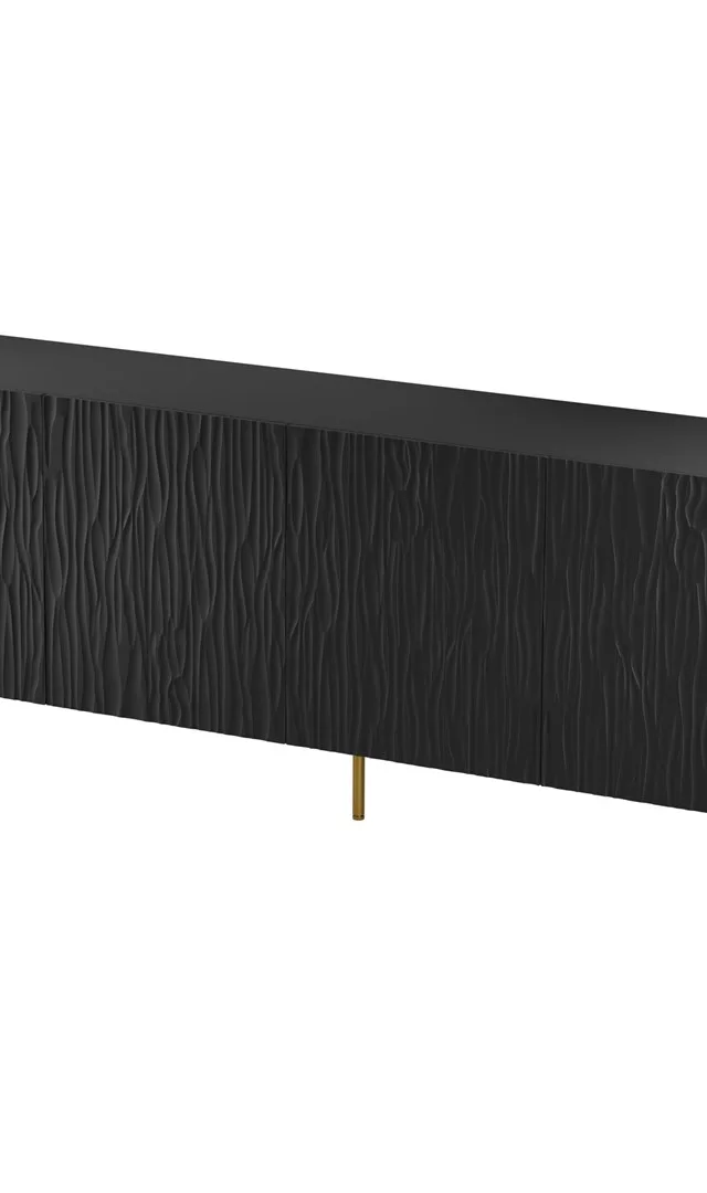 JUNGLE Chest Of Drawers 190x40.5x74.5 Black Matt Golden Legs