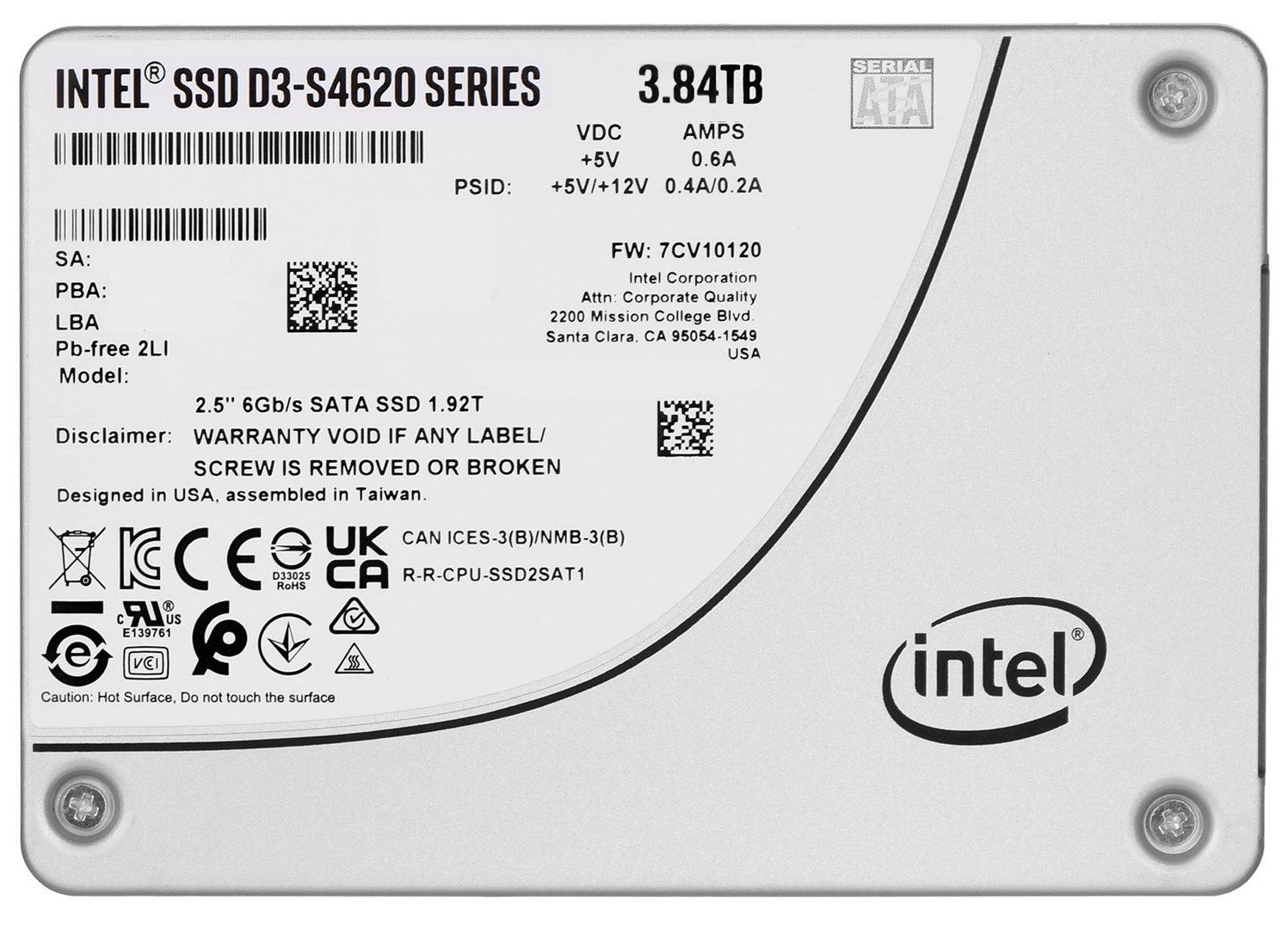 D3 SSDSC2KG038TZ01 internal solid state drive 3.84 TB 2.5" Serial ATA III TLC 3D NAND