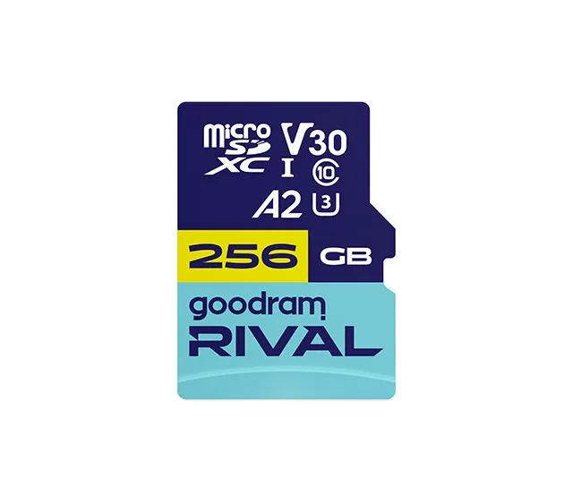 GOODRAM MicroSDXC 256GB V30 A2 UHS I U3 RIVAL Adapter
