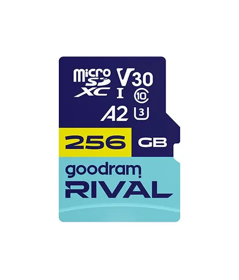 GOODRAM MicroSDXC 256GB V30 A2 UHS I U3 RIVAL Adapter