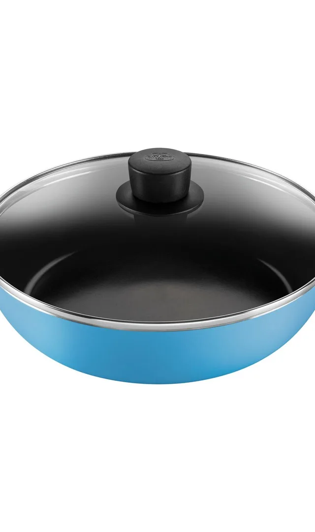BALLARINI CAPRERA Patelnia głęboka 2H z pokrywką 28 cm niebieska