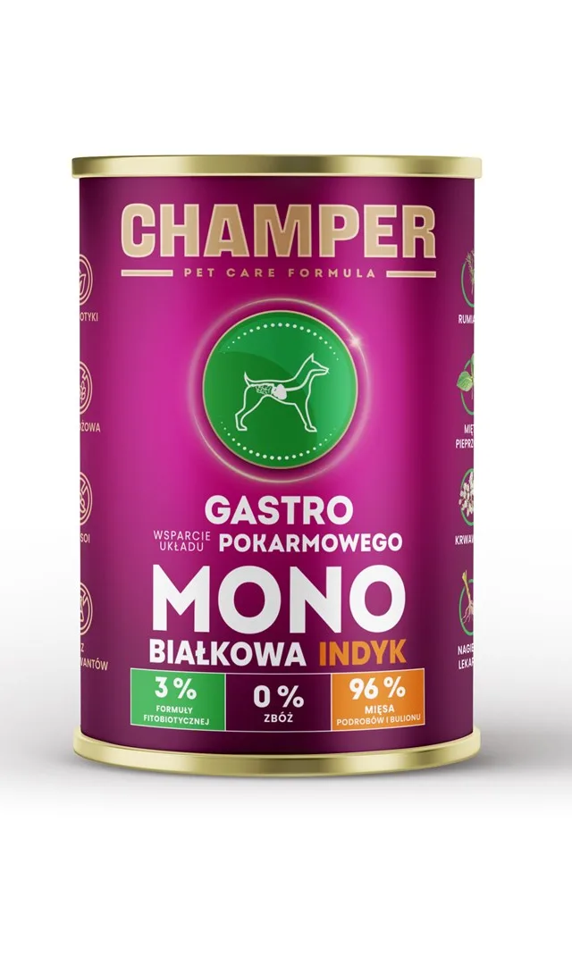 CHAMPER Gastro Monoprotein Turkey - Wet Dog Food - 400g