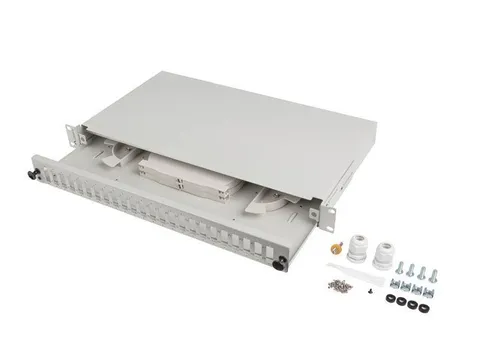 LANBERG 24XSC DUPLEX / 24XLC QUAD RACK 19" 1U FIBER OPTIC DISTRIBUTION FRAME GRAY + ACCESSORIES