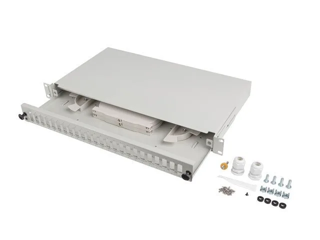 LANBERG 24XSC DUPLEX / 24XLC QUAD RACK 19" 1U FIBER OPTIC DISTRIBUTION FRAME GRAY + ACCESSORIES