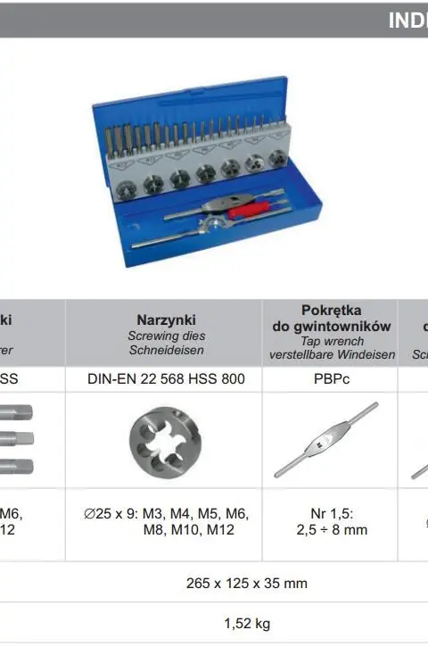 FANAR TAPS DIES Set 31cz M3-M12 CZB-31 INOX
