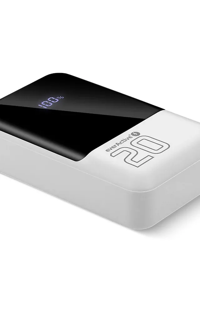 Powerbank 20 000mAh 2x USB 1x USB-C 22 5W QC4 LCD Screen White