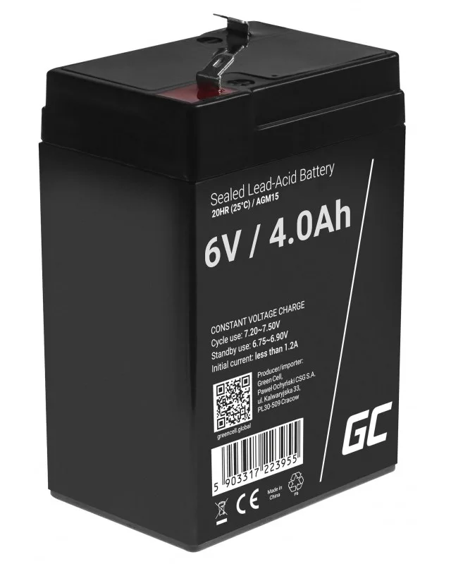 Green Cell AGM15 UPS battery Sealed Lead Acid (VRLA) 6 V 4 Ah