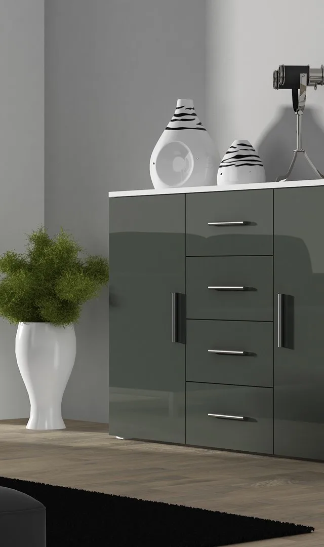 Cama Living Room Sideboard UNI White/Grey Gloss