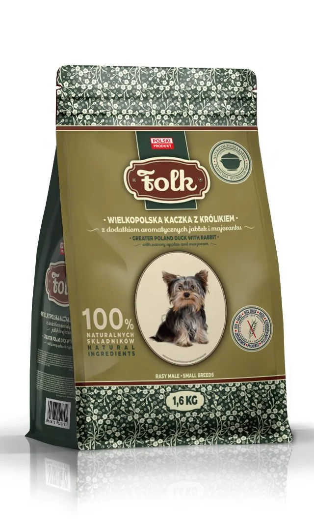 FOLK Small Breeds Traditional Greater Poland Duck With Rabbit Apples And Marjoram - Dry Dog Food - 1 6kg