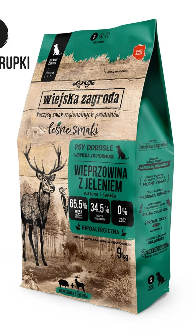 WIEJSKA ZAGRODA Forest Flavors Pork With Venison Crunchy S - Dry Food For Dogs - 9kg