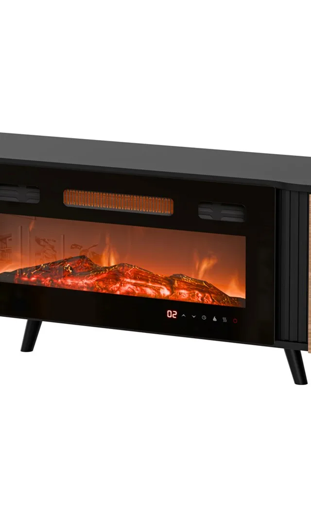 Cama Volare RTV Cabinet 200 X 39 X 49 Cm Black/Walnut Fireplace