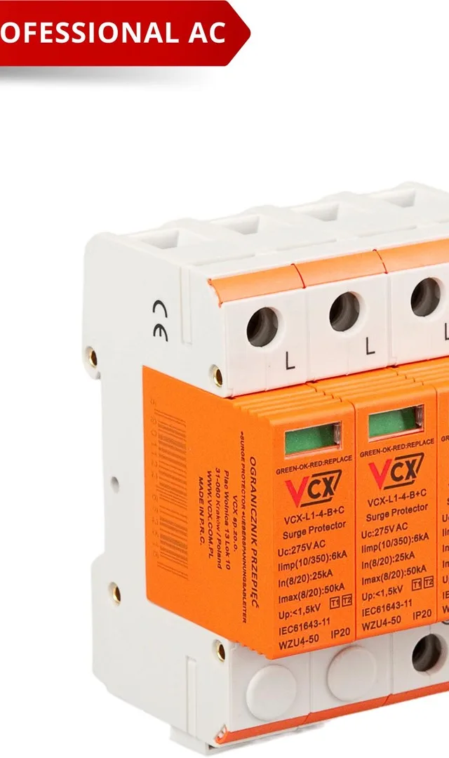 Surge Arrester Class B C 4P (T1T2) 6kA VCX Prof