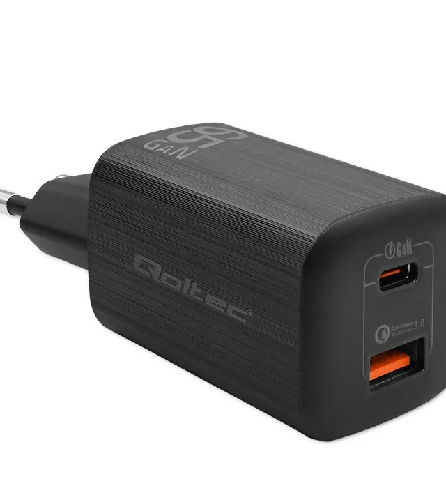 Qoltec 50766 mobile device charger Laptop, Portable gaming console, Power bank, Smartphone, Smartwatch, Tablet Black AC Fast charging Indoor