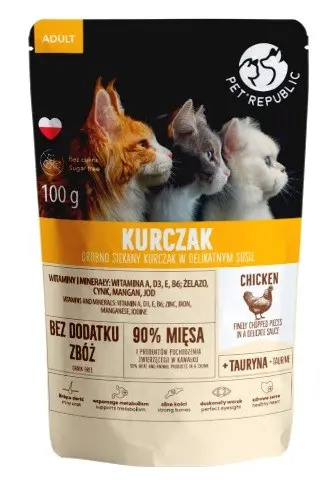 PET REPUBLIC Adult Chicken Finely Chopped - Wet Cat Food 100 G