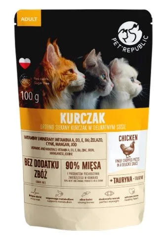 PET REPUBLIC Adult Chicken Finely Chopped - Wet Cat Food 100 G