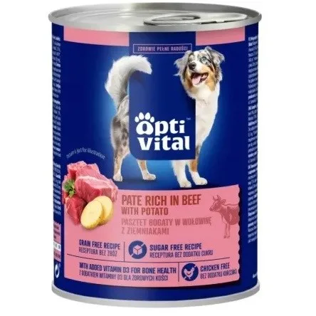 OPTIVITAL Pork PâTé Rich In Beef And Potatoes - Wet Dog Food - 400g
