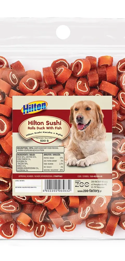 HILTON Sushi Rolls Duck With Fish - Dog Treat - 500 G