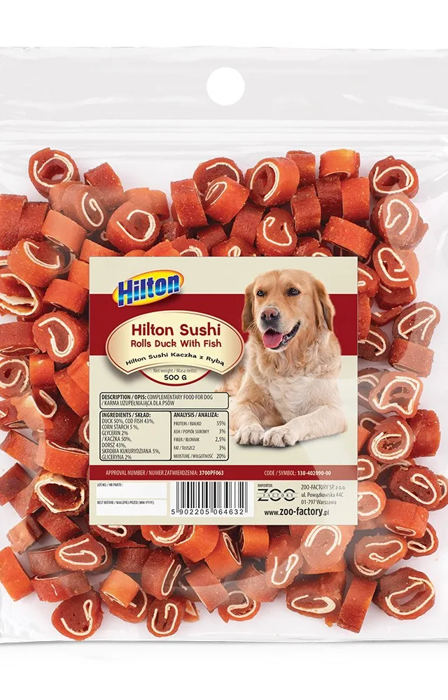 HILTON Sushi Rolls Duck With Fish - Dog Treat - 500 G