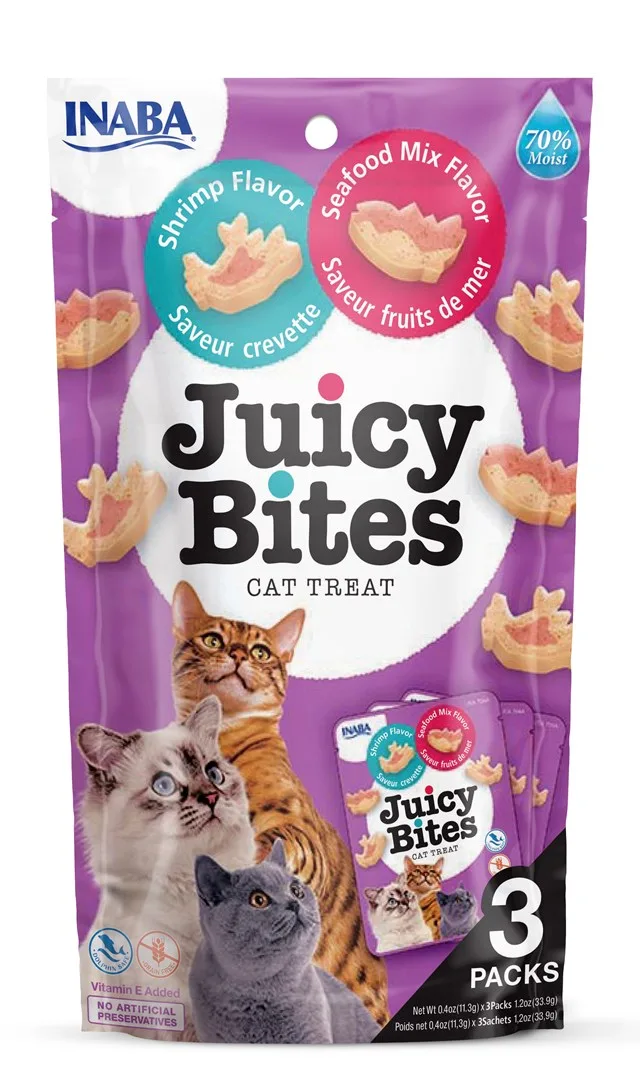 INABA Juicy Bites Shrimp And Seafood - Cat Treats - 3x11 3 G