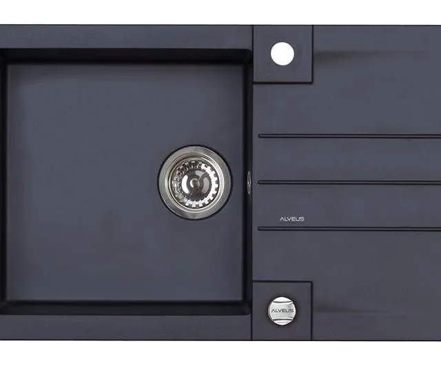 SINK WITH A SIPHON (ROCK 130 91 BLACK