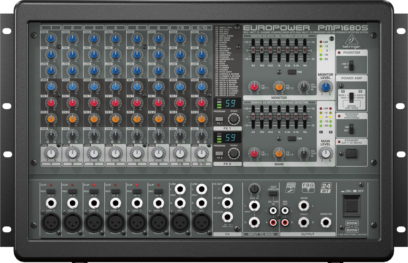 Behringer PMP1680S Audio Mixer 10 Channels 10 - 200000 Hz Black