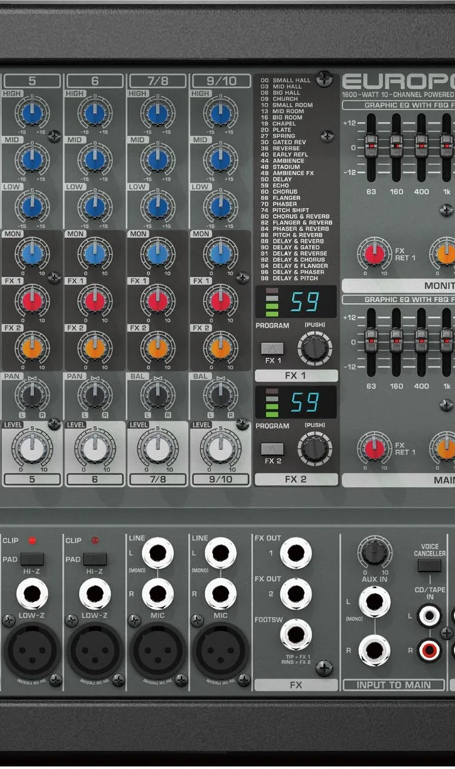 Behringer PMP1680S Audio Mixer 10 Channels 10 - 200000 Hz Black
