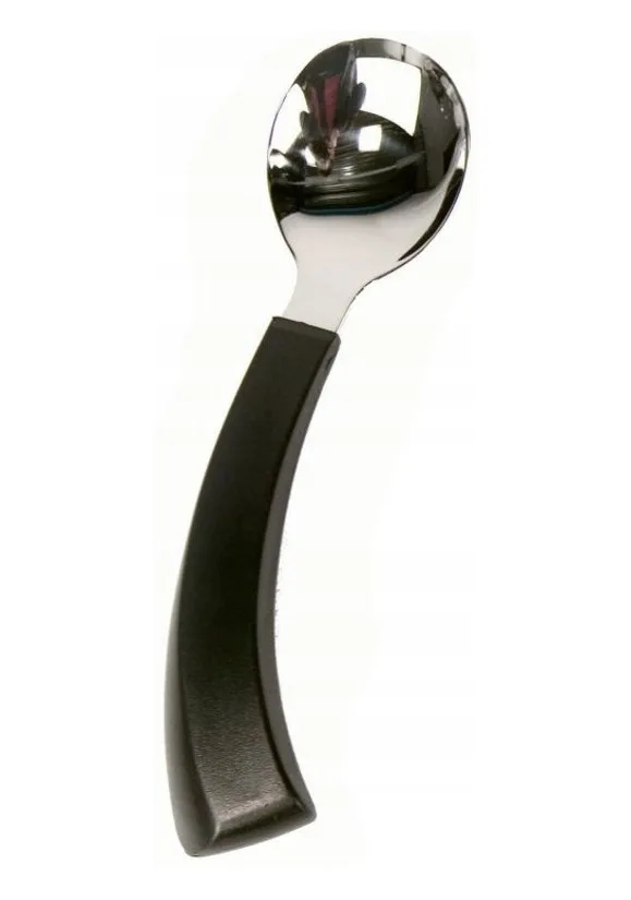 Curved spoon for left-handed person