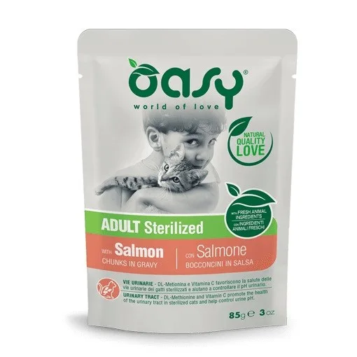 OASY Chunks In Gravy Sterilized Salmon - Wet Cat Food - 85g
