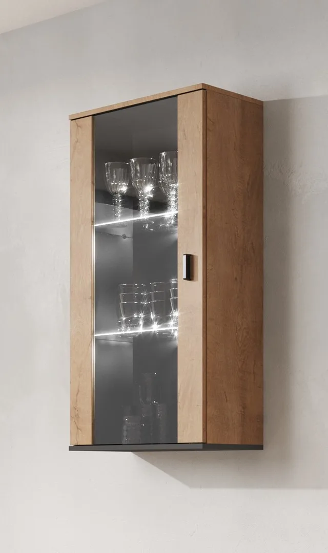 Cama Hanging Display Cabinet SOHO Lefkas Oak/Black