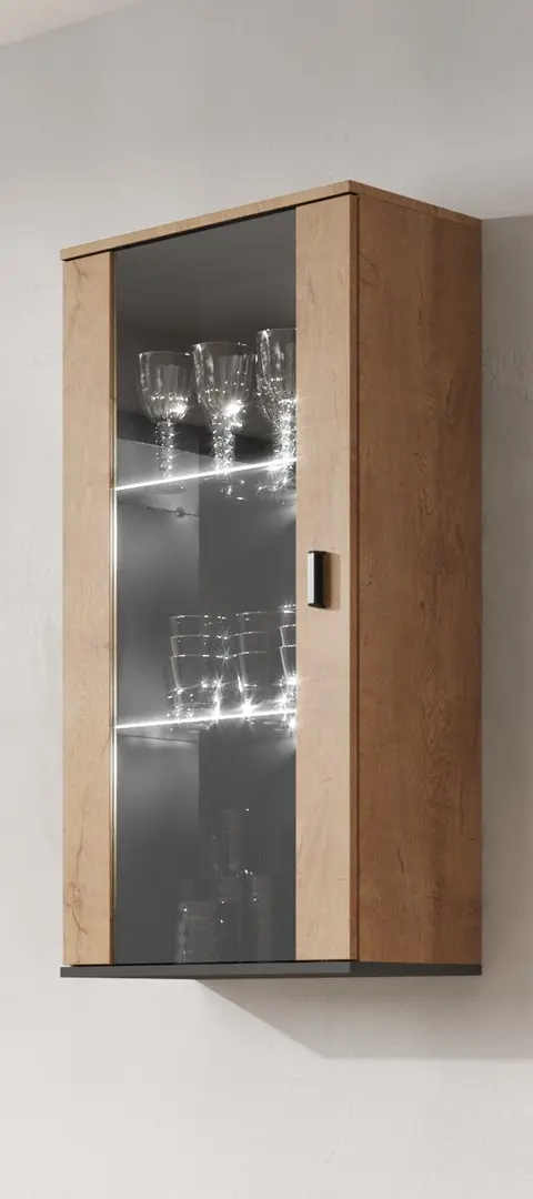Cama Hanging Display Cabinet SOHO Lefkas Oak/Black