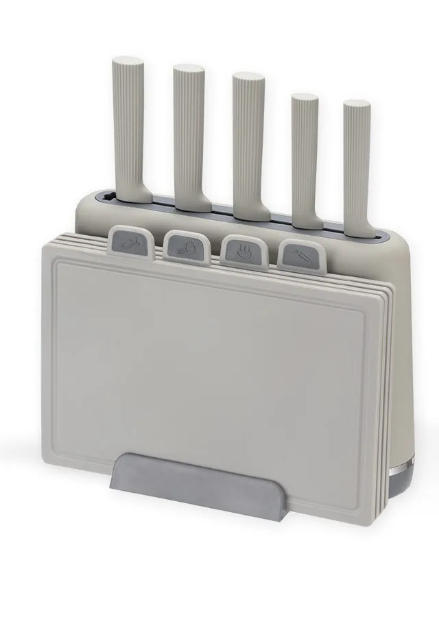 Maestro MR-1412-GREY Knife Set With Block Cutting Board Set Gray