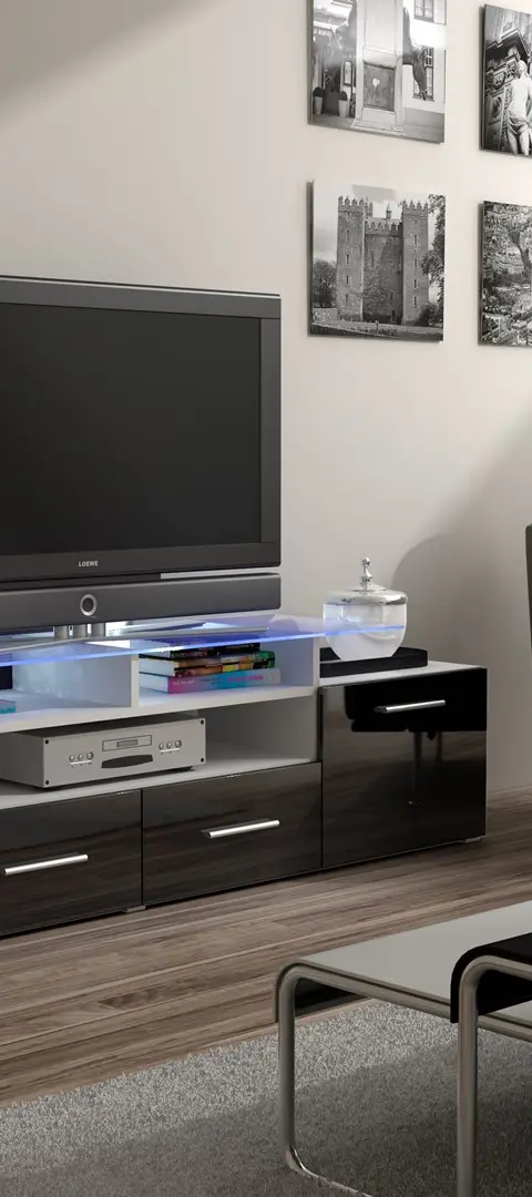 Cama TV Stand EVORA 200 White/Black Gloss