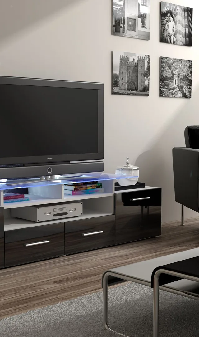 Cama TV Stand EVORA 200 White/Black Gloss