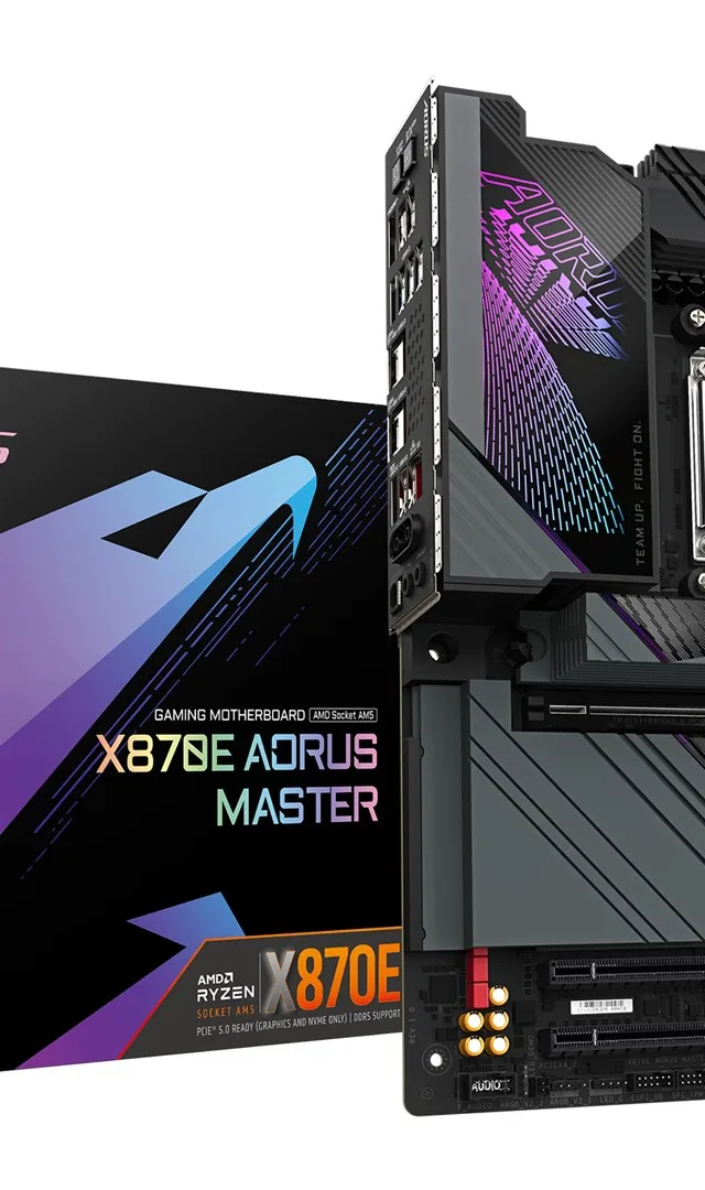 GIGABYTE X870E AORUS MASTER Motherboard - Supports AMD Ryzen 9000 CPUs, 16+2+2 Phases Digital VRM, up to 8600MHz DDR5 (OC), 3xPCIe 5.0 + 1xPCIe 4.0, Wi-Fi 7, 5GbE LAN, USB 4