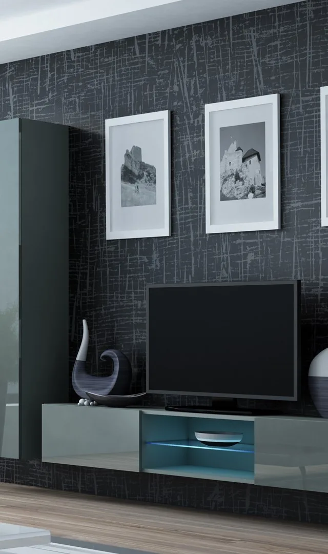 Cama Living Room Cabinet Set VIGO 21 Grey/Grey Gloss