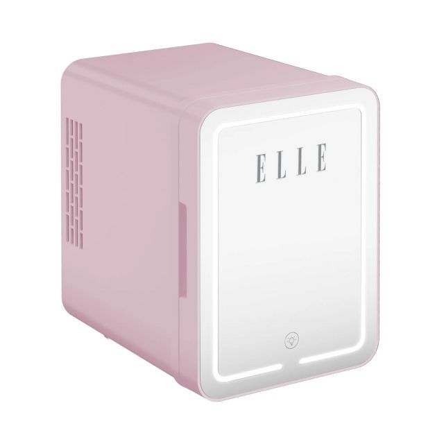ELLE 4L Mini Fridge With LED Make-Up Mirror Purple