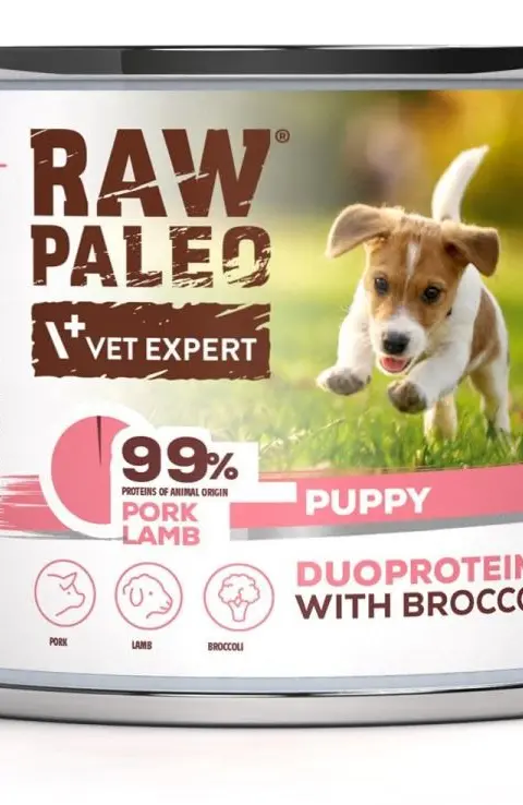 VETEXPERT Raw Paleo Duoprotein Pork Lamb Puppy - Wet Dog Food - 200g