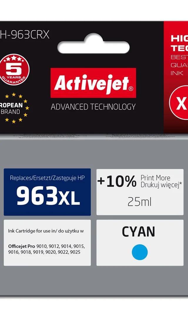 Activejet AH-963CRX ink for HP printers, Replacement HP 963XL 3JA27AE; Premium; 1760 pages; blue